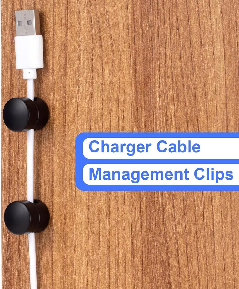 SmallCat 3 Sets Charger Holders for Cords, Matte Black Color Adjustable Cable Anchor Holders, Adhesive Metal Cord Clips, Cable Management Wire Organizers for Desk, Office, Nightstand - Image 4